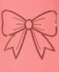 Kids Headquarters Girls' 2T-4T Flutter Sleeve Ribbed Top and Printed Tulle Skort, 2-Piece Set