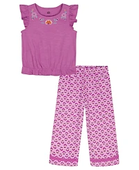 Kids Headquarters Girls' 2T-6X Puff Print Top and Pants, 2-Piece Set
