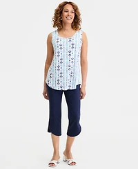 Jm Collection Women's Printed Scoop-Neck Sleeveless Tank Top, Macy's Exclusive