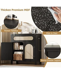 gaomon Rattan Sideboard Buffet Cabinet with Drawer, Farmhouse Boho Coffee Bar Storage Console