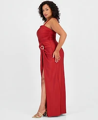 Seni & Cade Trendy Plus Ruched Sleeveless Gown