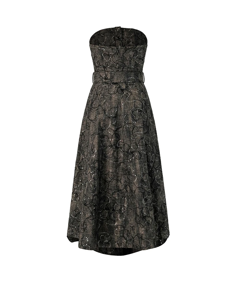 Ivonne Women's Fantasy Denim Midi Strapless Dress