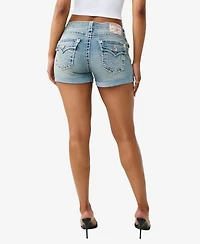 True Religion Women's Jennie Mid-Rise Super T-Flap Shorts