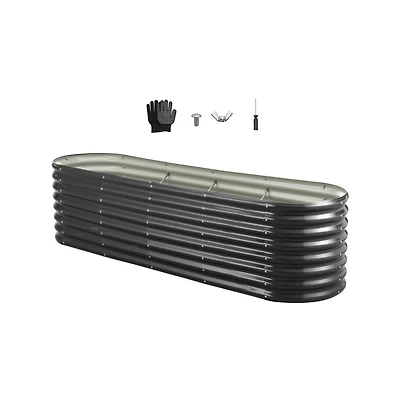 Slickblue 8x2x2 ft Oval Galvanized Metal Raised Garden Bed