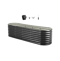 Slickblue 8x2x2 ft Oval Galvanized Metal Raised Garden Bed