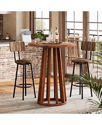 Tribesigns 37.6 inch H Round Bar Table, Farmhouse Wooden Bistro Pub Table with Solid Wood Legs