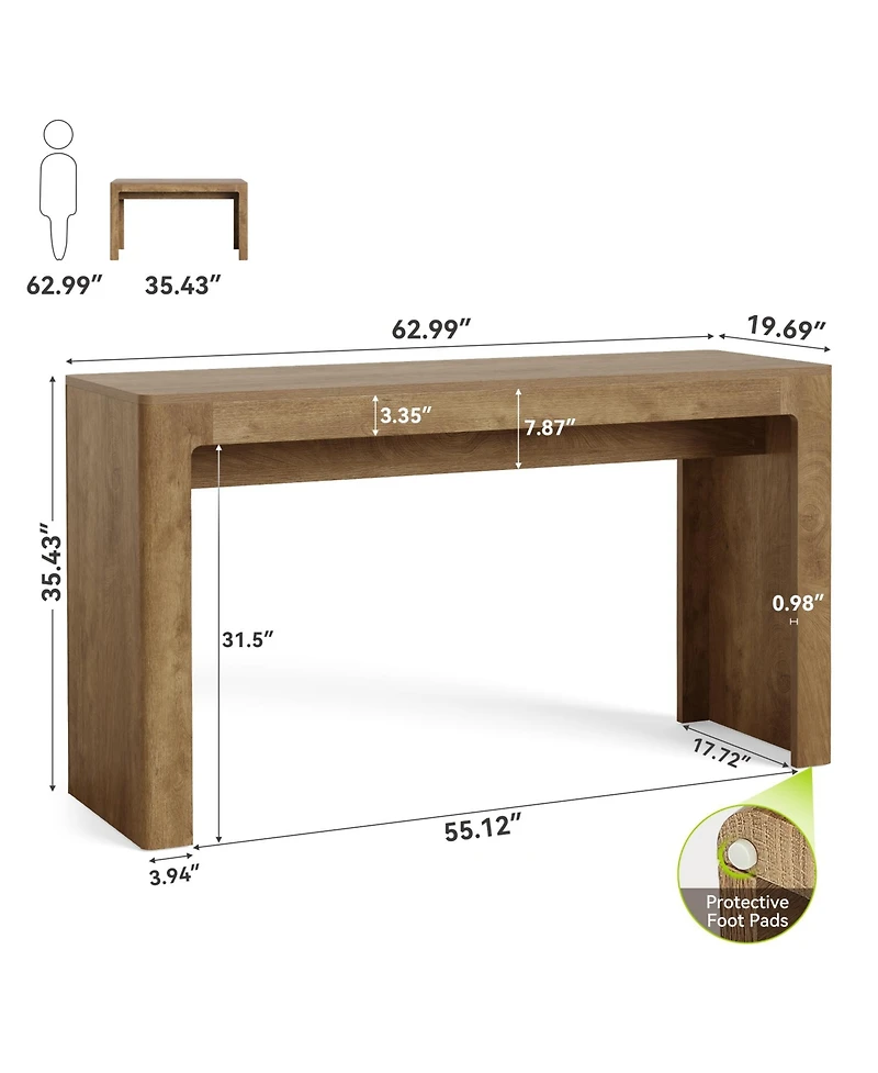 Tribesigns 63" Long Bar Table, Counter Height Pub Dining Table for 4-6, Modern Home Bar Unit