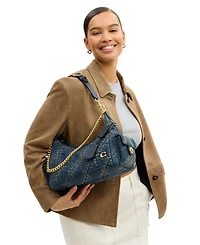 Coach Juliet Soft Quilted Denim Pocket Medium Shoulder Bag