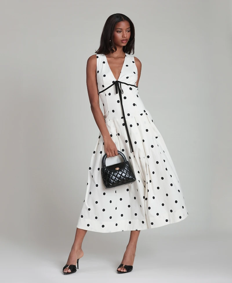 Avec Les Filles Women's Sleeveless V-Neck Midi Dress