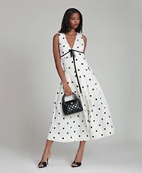 Avec Les Filles Women's Sleeveless V-Neck Midi Dress