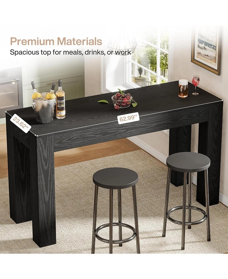 Tribesigns 63" Long Bar Table, Pub Table for Kitchen, Home & Living Room