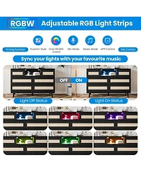 gaomon 6-Drawer Rattan Dresser with Led & Charging Ports, Farmhouse