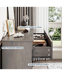 gaomon Farmhouse 6 Drawer Dresser 47 Inch Long Wood Chest Organizer Rustic Storage for Bedroom Living Room Washed