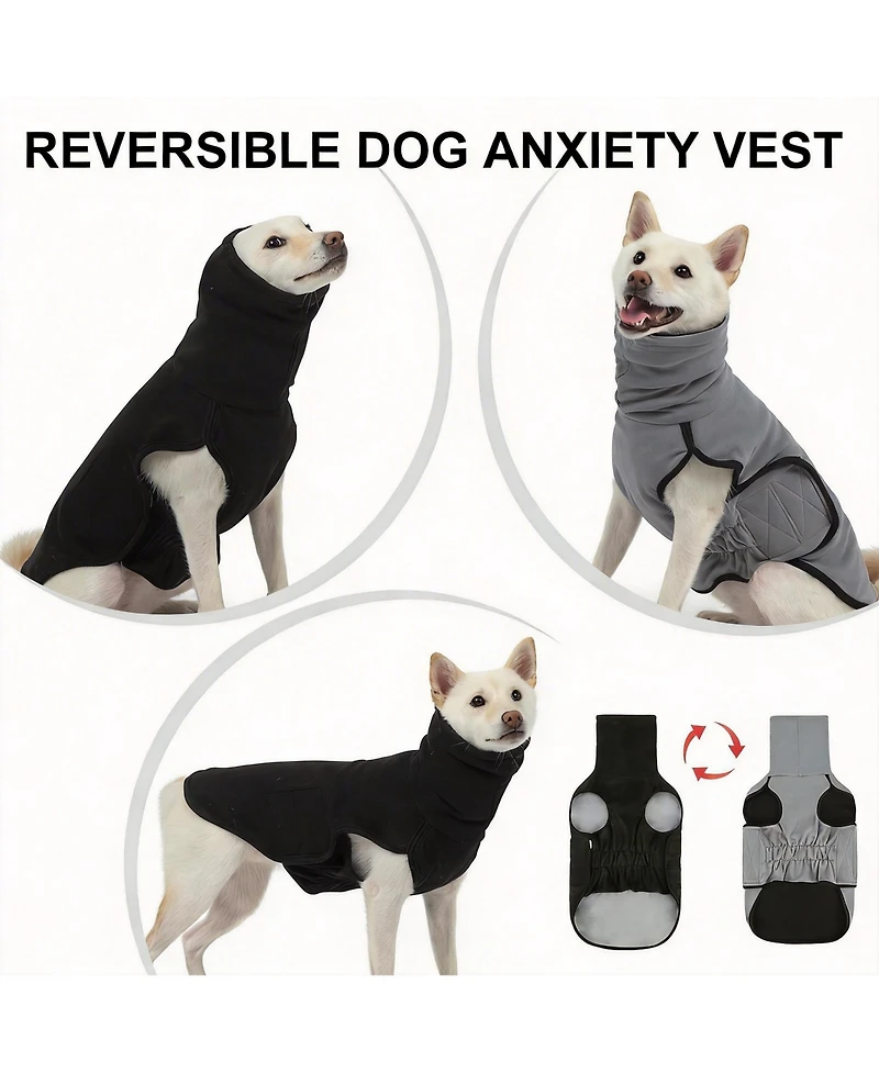 Aronkl Reversible Dog Anxiety Vest with Hood for Calming and Comfort