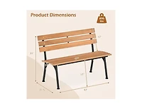Slickblue 47 Inch Patio Acacia Wood Bench with Sturdy Metal Frame