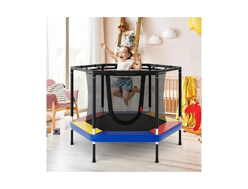 Hongge Small Toddler Recreational Trampoline with Safety Enclosure Net-Colorful