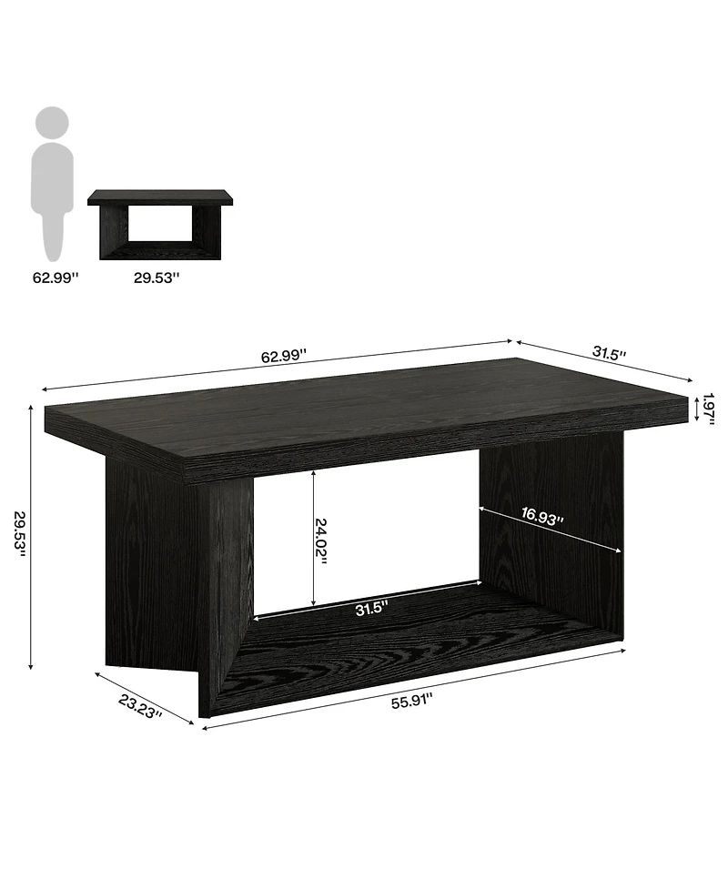 Tribesigns 63-Inch Executive Desk, Large Office Computer Desk with Heavy Duty Pedestal, Farmhouse Simple Workstations Writing Table
