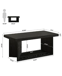 Tribesigns 63-Inch Executive Desk, Large Office Computer Desk with Heavy Duty Pedestal, Farmhouse Simple Workstations Writing Table