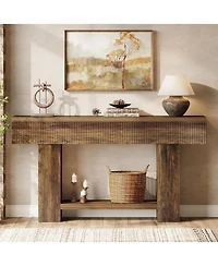 Tribesigns 2-Tier Console Table, 55-Inch Farmhouse Entryway Table, Rustic Wood Sofa Table