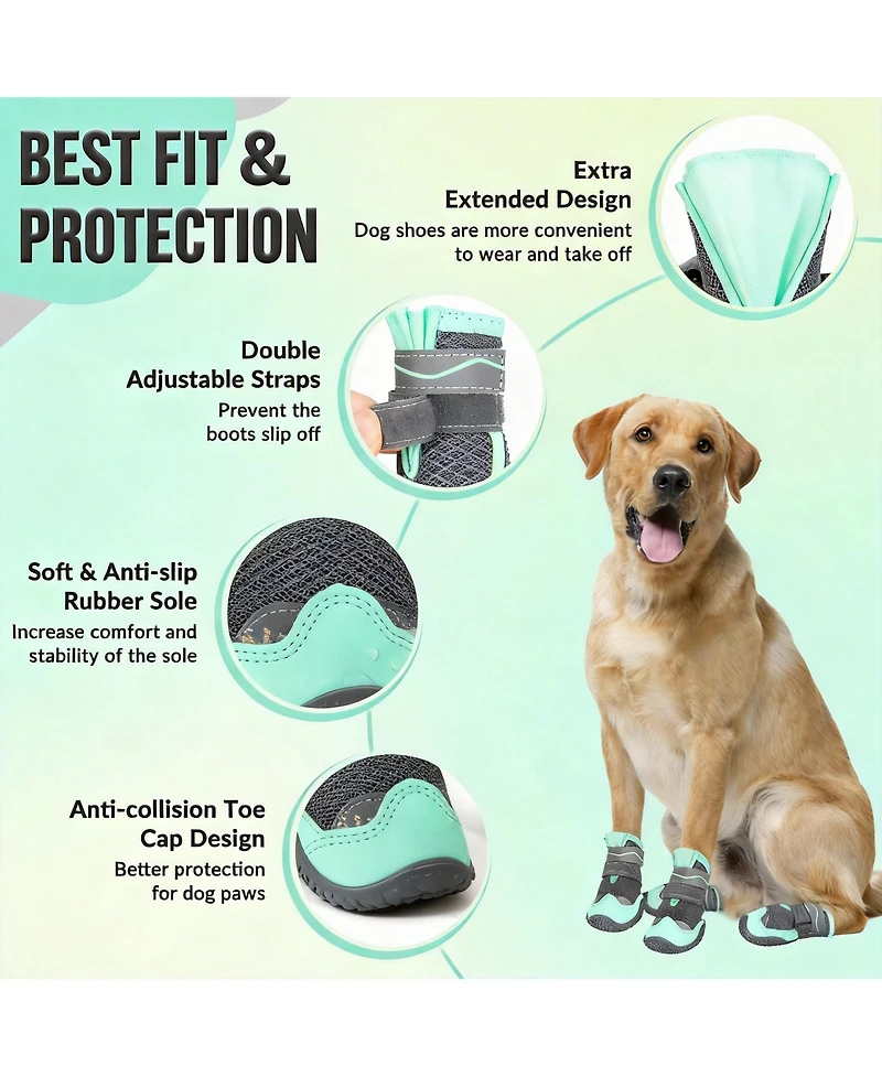 Aronkl Waterproof & Anti-Slip Dog Boots - Ideal for Outdoor, Night Running, Hiking, Traveling