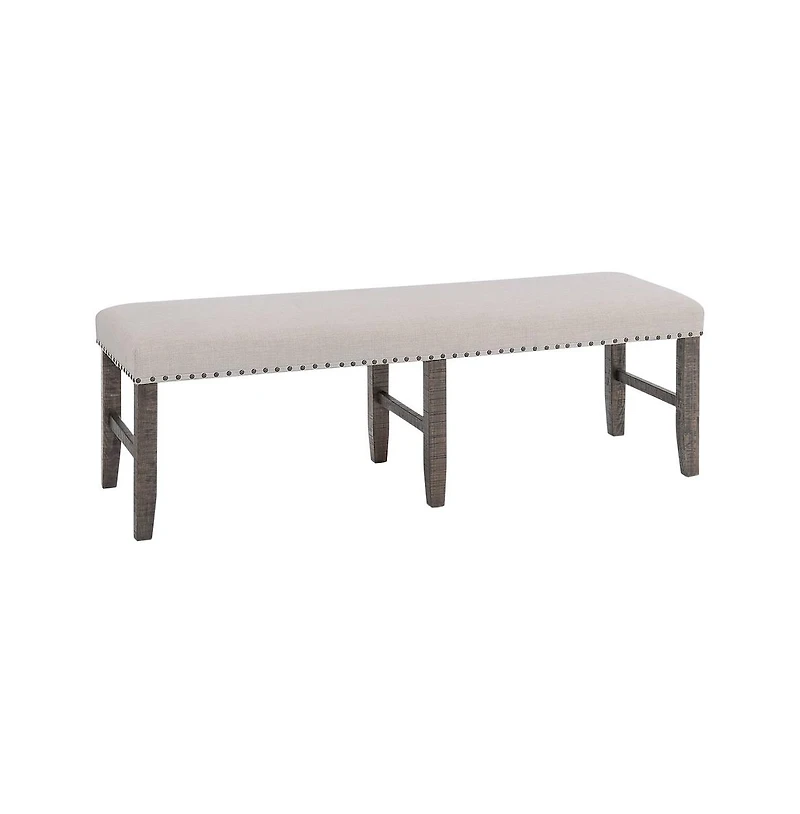 Jofran Willow Creek Distressed Solid Wood Upholstered Dining Bench