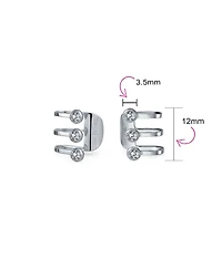 Bling Jewelry Minimalist Geometric Cz Bezel Triple Band Ear Cuff Cartilage Earrings Sterling Silver