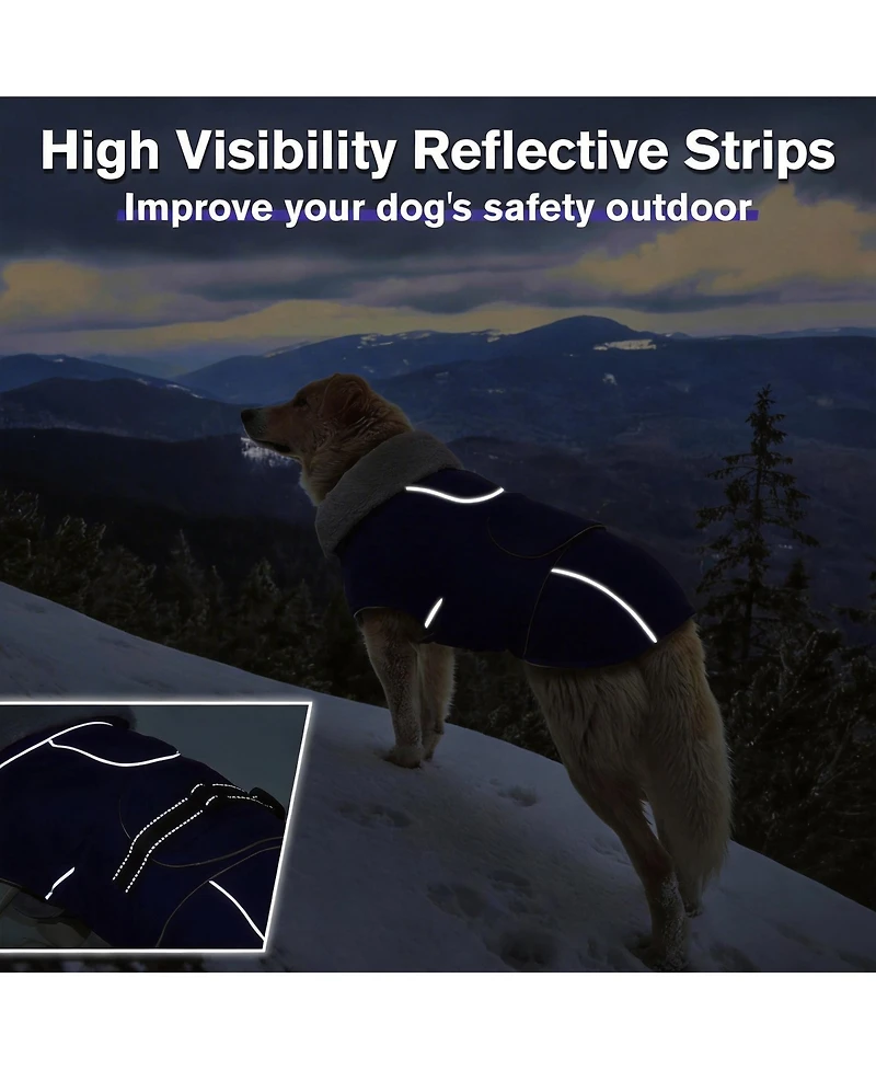 Aronkl Reflective Waterproof Dog Jacket with Fur Collar & Adjustable Buckle for Cold Weather