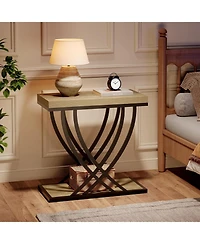 Tribesigns Side Table, 2-Tier Narrow End Table for Living Room, Industrial Nightstand with Metal Frame, Small Bedside Tables