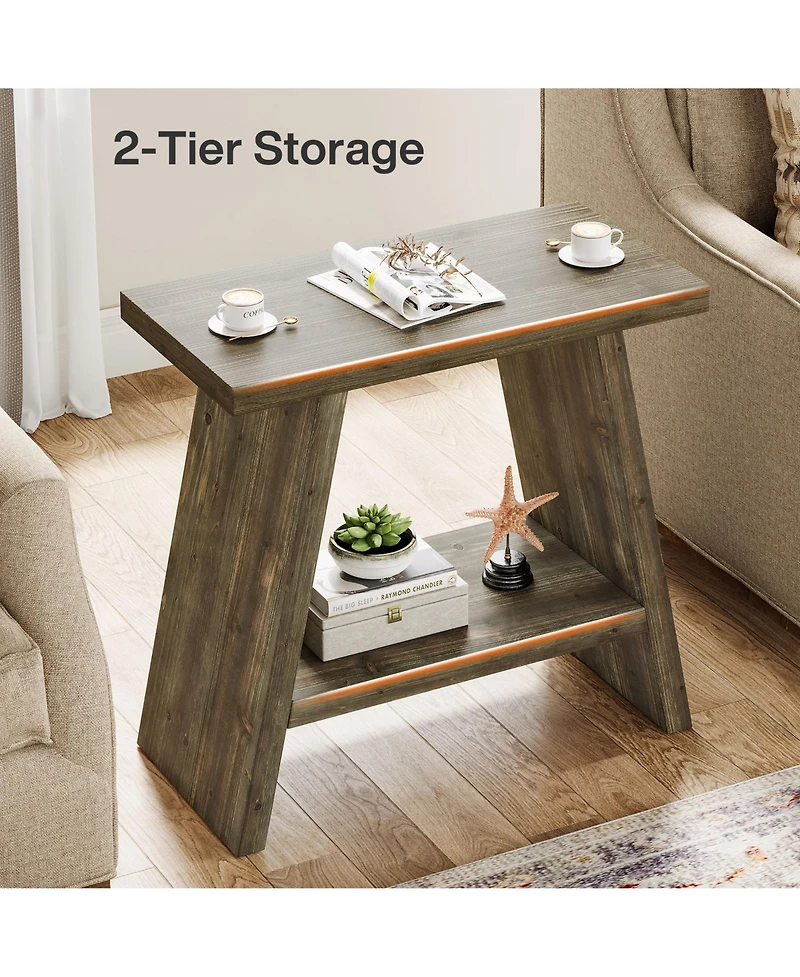 Tribesigns Solid Wood End Table for Living Room