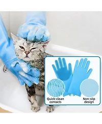 Aronkl Pet Bath Kit: Slicker Brush, Shampoo Glove, Towel