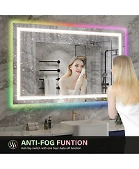 Homfan Led Bathroom Mirror 60" x 36", Front & Backlit Vanity Mirror with Dimmable Lights, Anti Fog & 3 Color Temperature