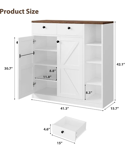 gaomon Shoe Storage Cabinet with Doors and Drawers 42 Inch Tall 3 Adjustable Shelves