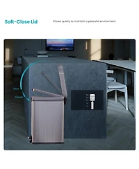 Home Zone Living 8 Gallon Slim Stainless Steel Kitchen Trash Can with Reeded Pattern, Step Pedal and Soft-Close Lid