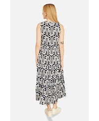 Yumi Women's Retro Print Relaxed Midi Dress
