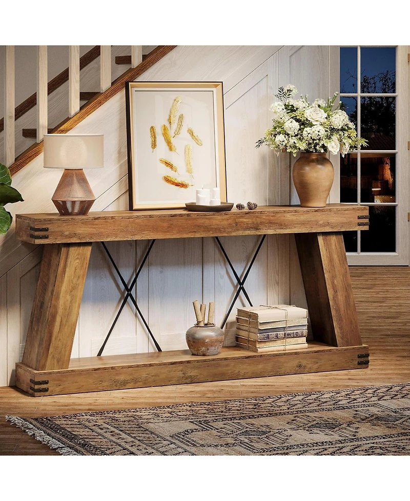Tribesigns Long Farmhouse Console Table, Industrial Rustic Entryway Furniture for Hallway, Entry, Living Room