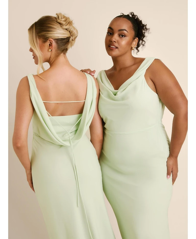 Six Stories Women's Plunge Cowl Chiffon Bridesmaid Dress