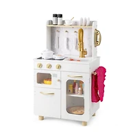 Hongge Kids Kitchen Set Pretend Play Kitchen with Stoves Faucet Sink Telephone Microwave and Oven