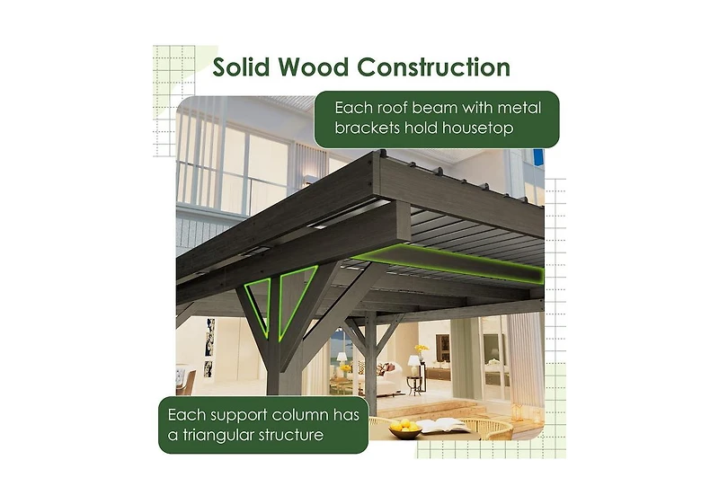 Aecojoy Wooden Gazebo Pavilion Carport