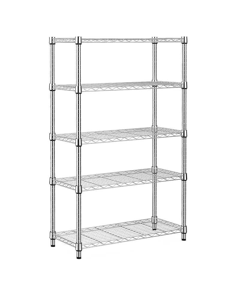 Rainsken 5-Tier Utility Shelving Unit, Heavy Duty Metal Wire Organizer Rack, 1250 lbs Capacity for Basement, Warehouse, Chrome