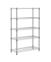 Rainsken 5-Tier Utility Shelving Unit, Heavy Duty Metal Wire Organizer Rack, 1250 lbs Capacity for Basement, Warehouse, Chrome