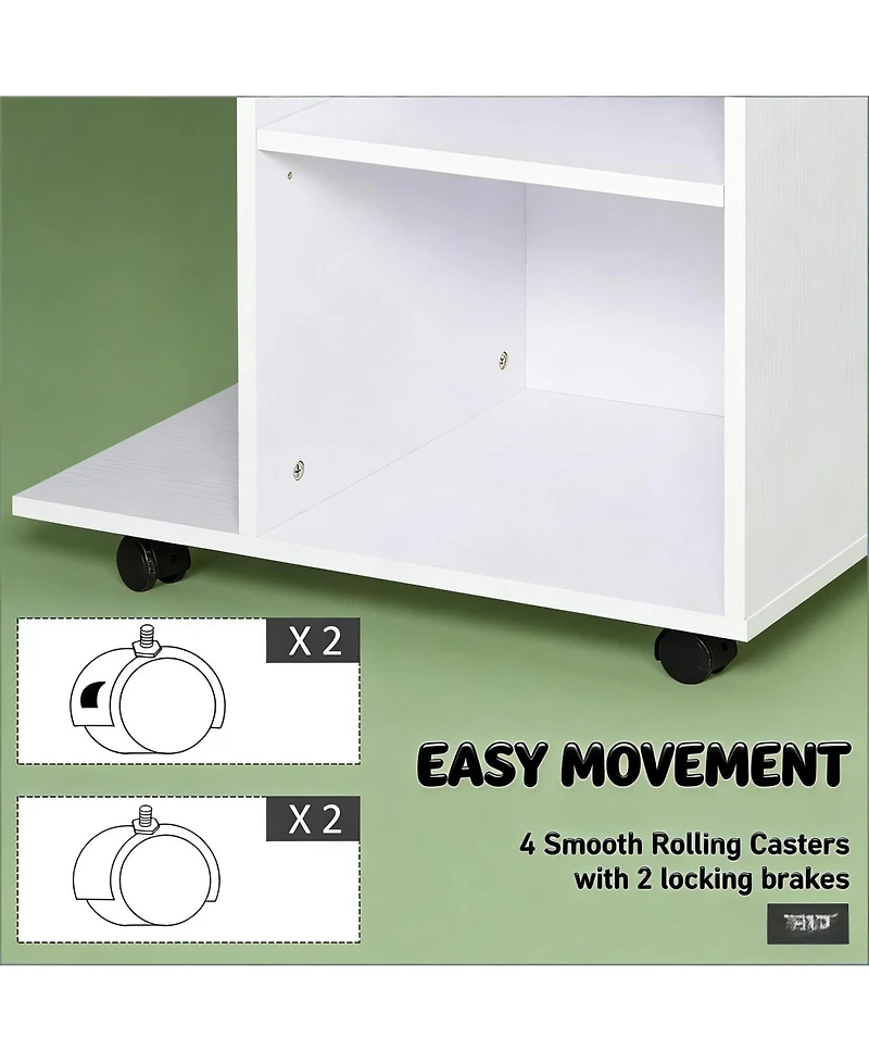 Rainsken Rolling File Cabinet Cart with Wheels, Mobile Printer Stand with Drawer and Adjustable Shelf for Home Office