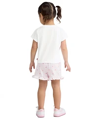 Levi's Girls' Toddler 2T-4T Crewneck T-Shirt and Shorts, 2-Piece Set
