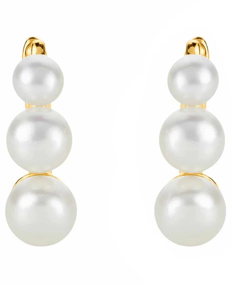 Macy's Cultured Freshwater Pearl (4-5mm) Hoop Earrings in 14k Gold-Plated Sterling Silver