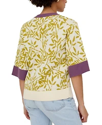 Raffya Women's Daffodil Slouchy Leaf Print Knitted T-shirt
