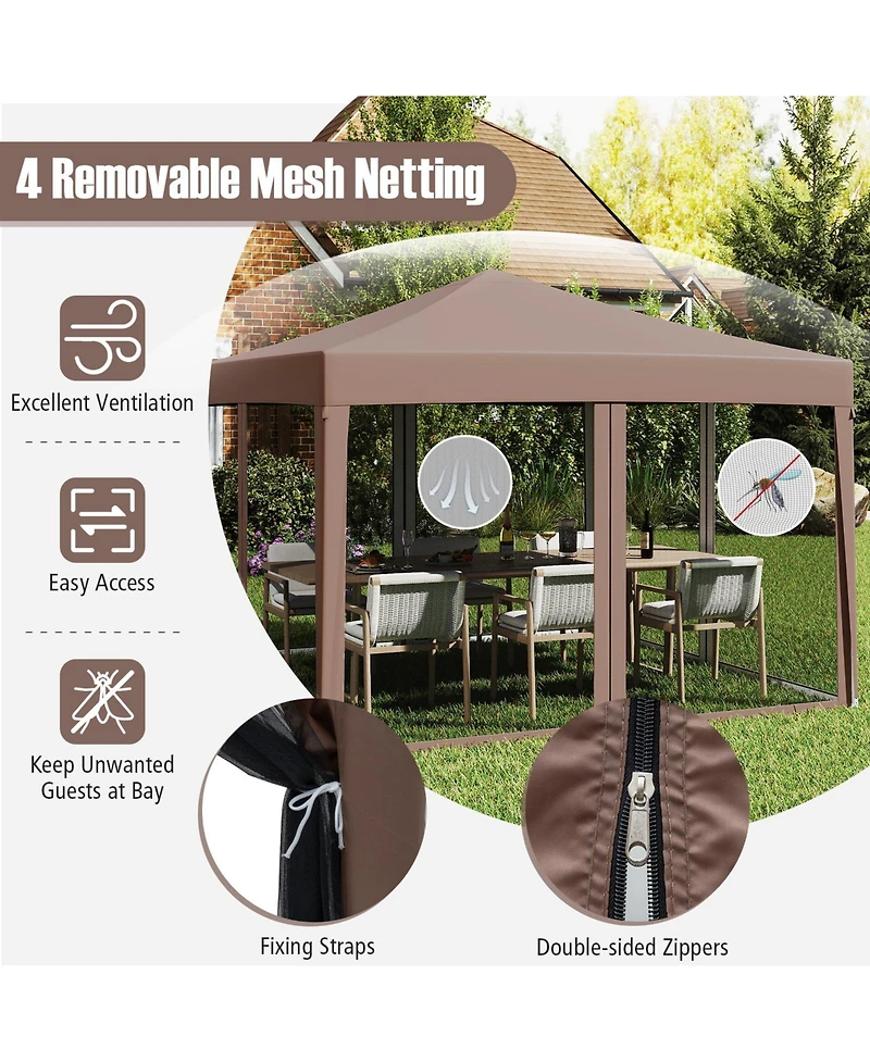Mecale 10x10 ft Pop-Up Canopy Tent with Mesh Netting, Instant Setup