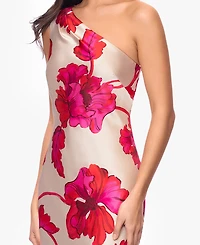 Xscape Petite One-Shoulder Printed Gown