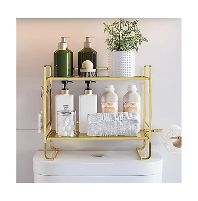 Homfan Over The Toilet Storage, 2-Tier Bathroom Organizers and Storage, Over Toilet Bathroom Organizer, No Drilling Storage Shelf