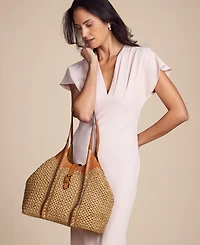 Patricia Nash Santorini Medium Woven Straw Satchel