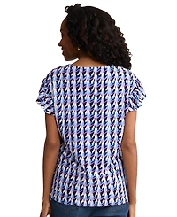 Jones New York Women's Flutter-Sleeve Round Neck Top