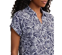 Jones New York Women's Extended Shoulder Button-Front Top